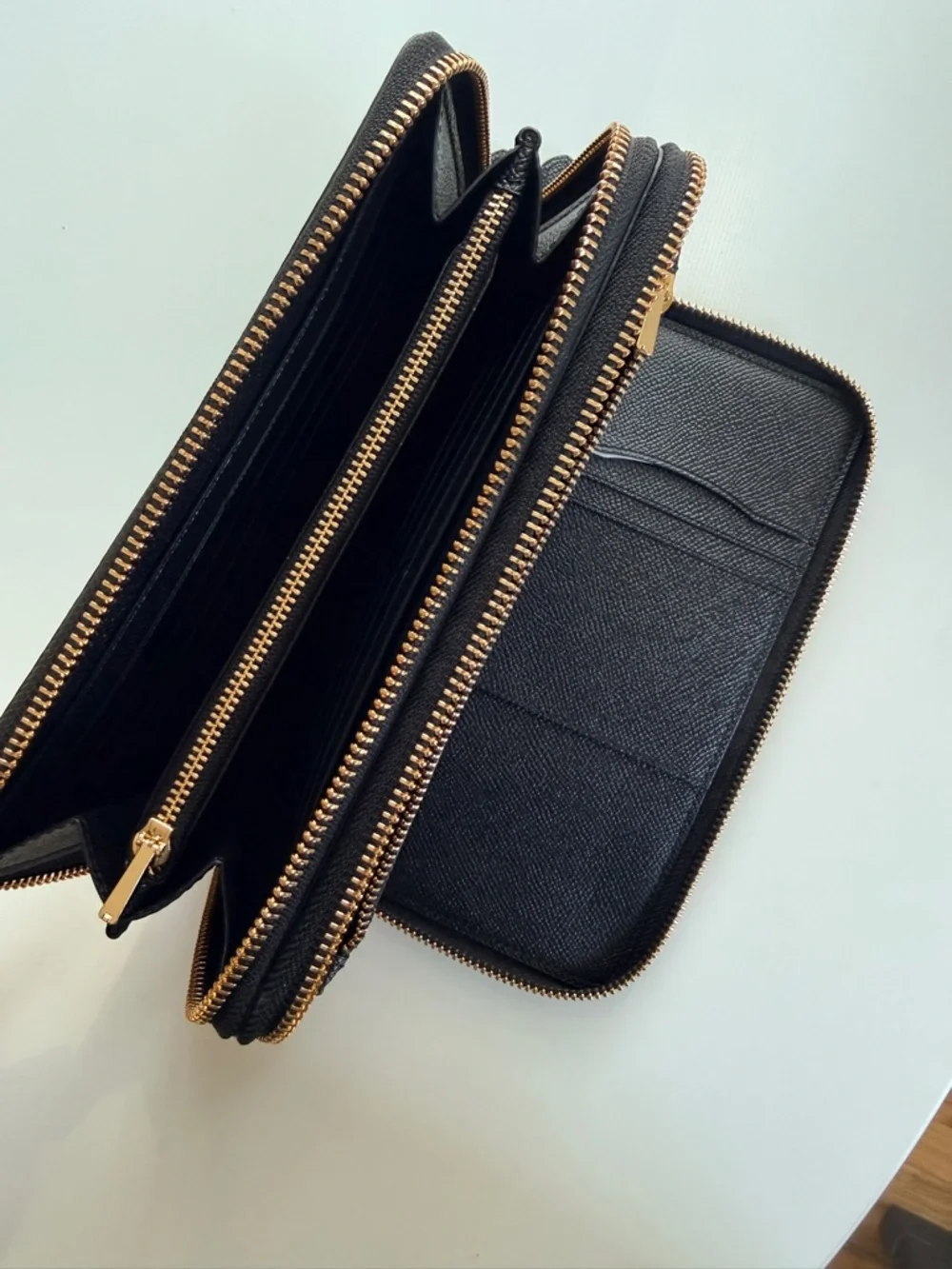 Coach Black Leather Double Zip Wristlet Wallet New With Tags Gold Hardware - Picture 5 of 10